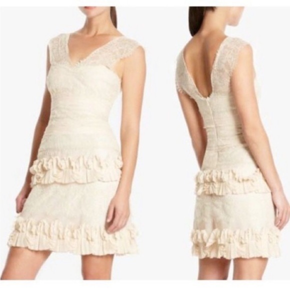 BCBGMaxAzria Vanilla Aglaia Lacy Ivory Cocktail Dress - Picture 3 of 11
